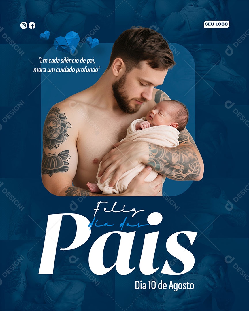 Feliz Dia dos Pais 10 de Agosto Social Media PSD Editável