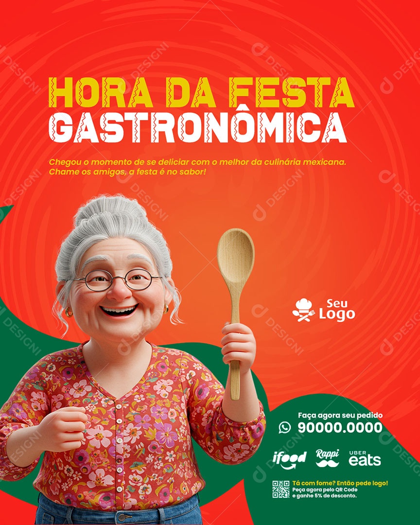 Hora da Festa Gastronômica Social Media PSD Editável