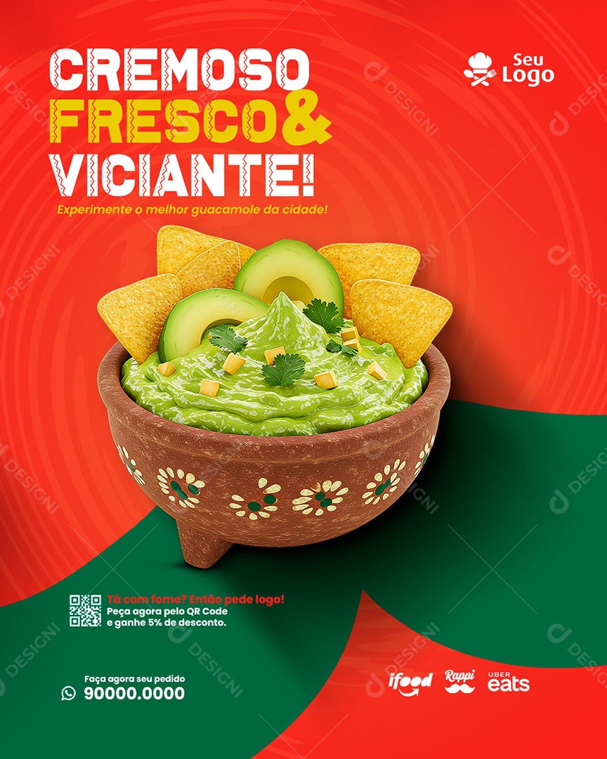 Comida Mexicana Cremoso Fresco e Viciante Social Media PSD Editável