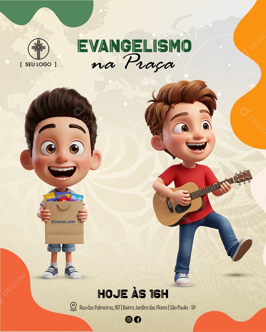 Evangelismo Infantil Social Media PSD Editável