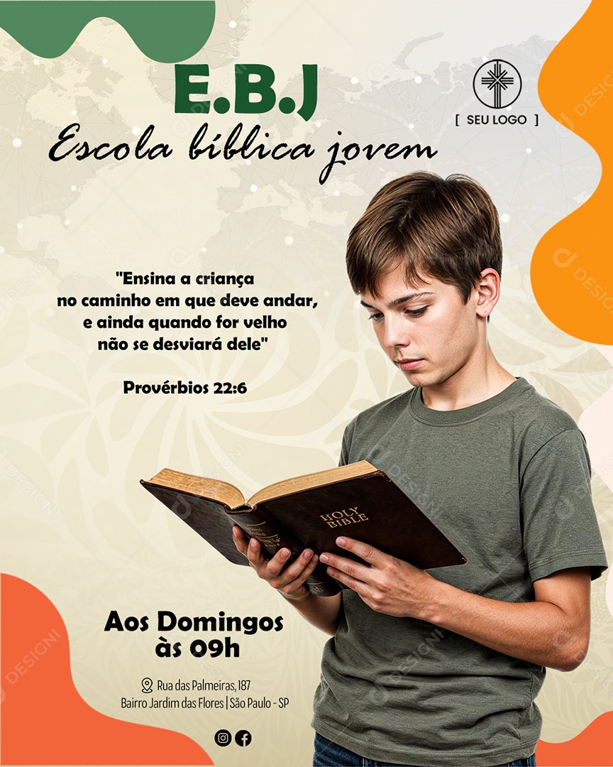 Escola Bíblica Infantil Social Media PSD Editável