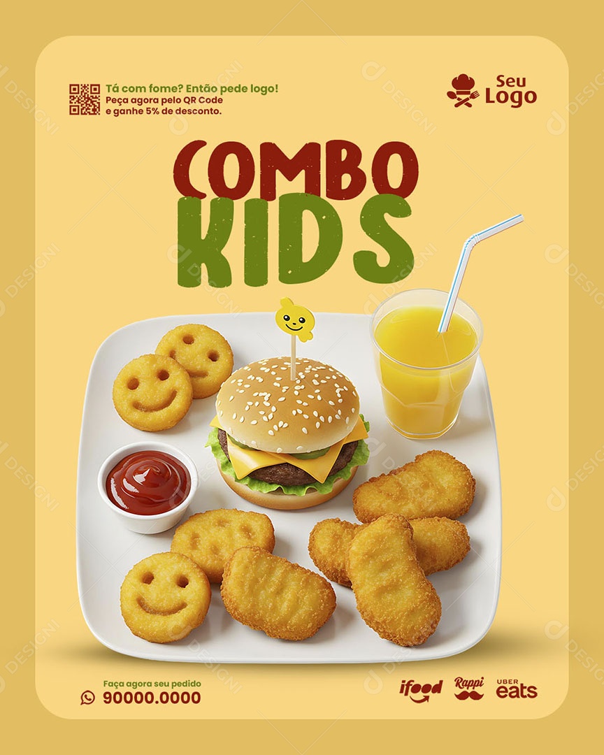 Lanchonete Combo Kids Social Media PSD Editável