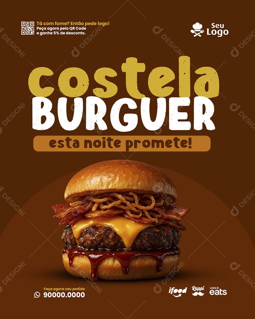 Lanchonete Costela Burguer Social Media PSD Editável