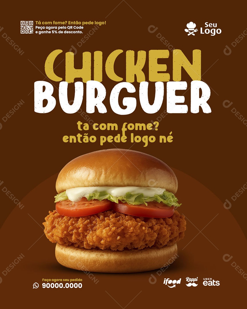 Lanchonete Chincken Burguer Social Media PSD Editável