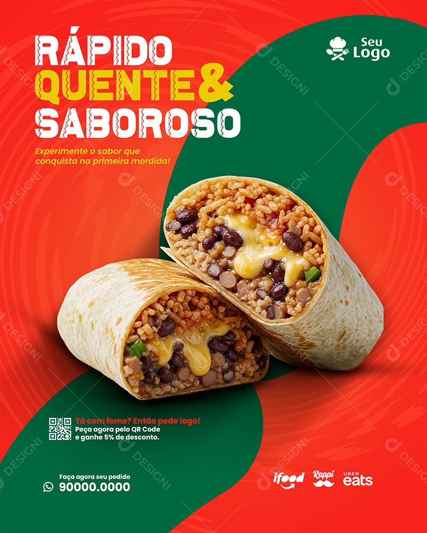 Comida Mexicana Rápido Quente e Saboroso Social Media PSD Editável