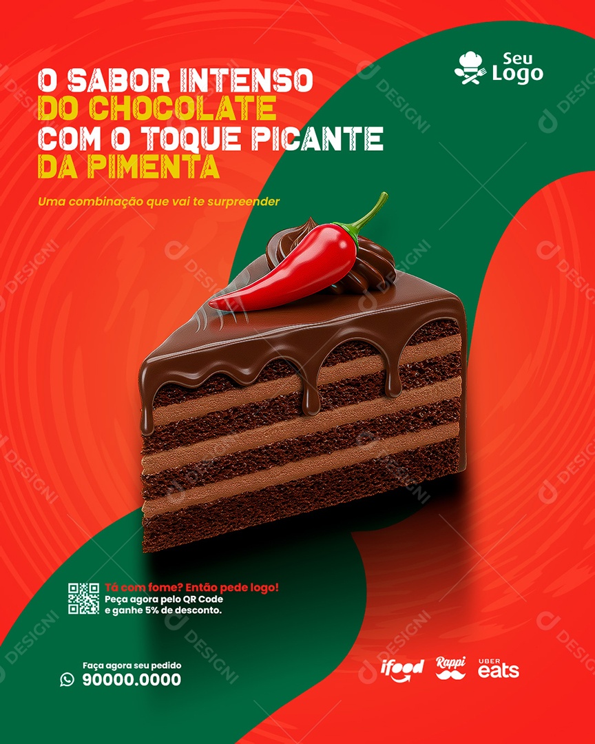 Comida Mexicana Sabor Intenso do Chocolate Social Media PSD Editável