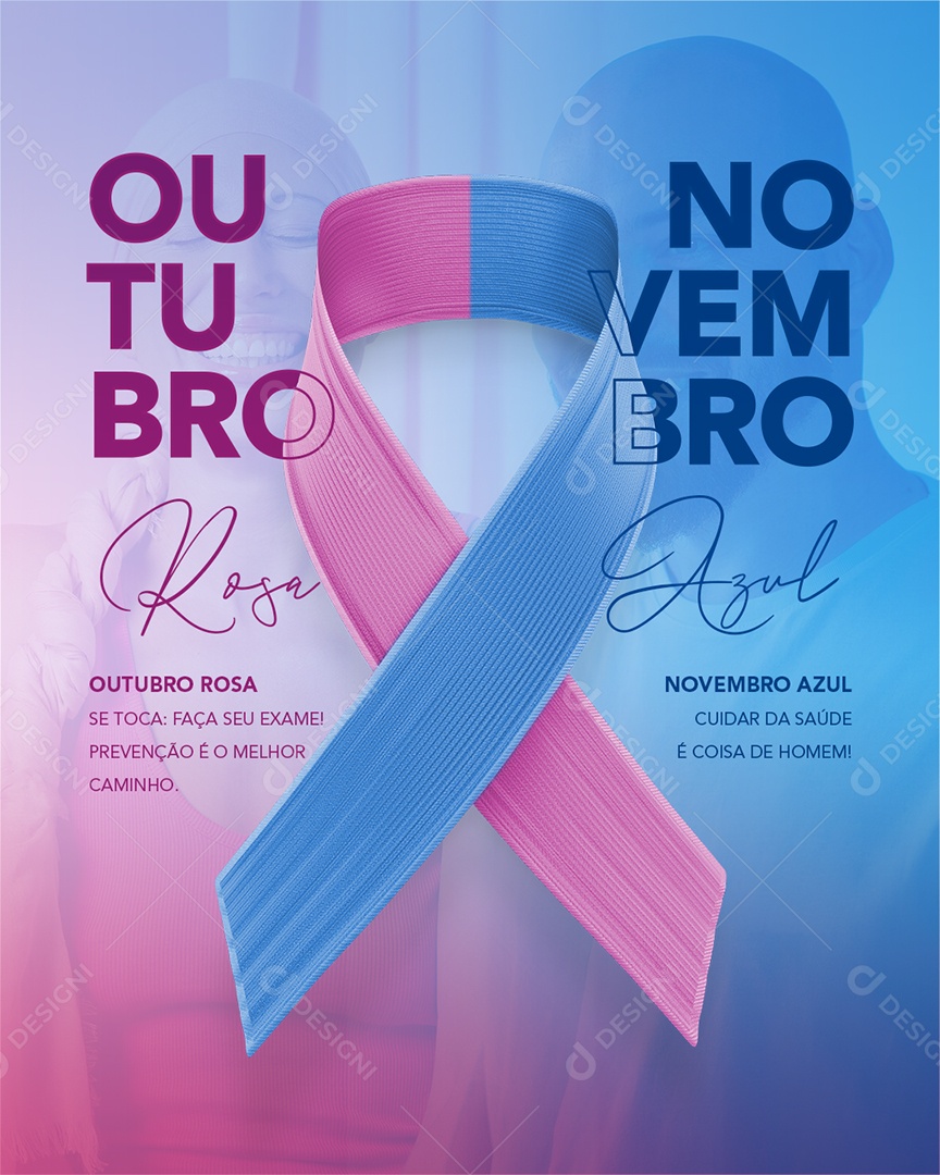 Conjunto Outubro Rosa e Novembro Azul Social Media PSD Editável