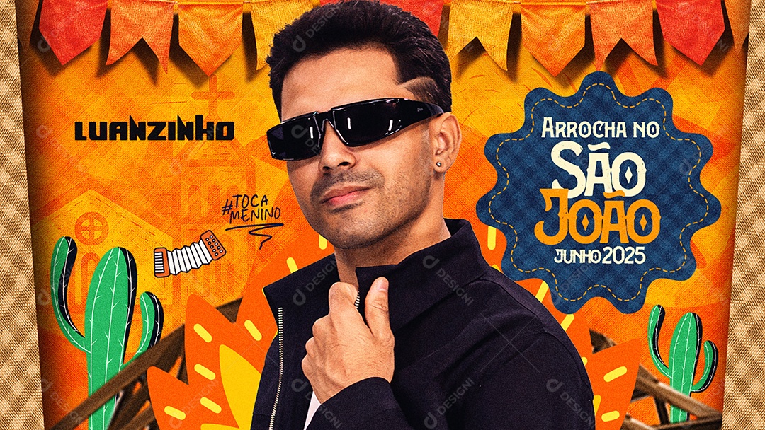 Banner Flyer Arrocha no São João Luanzinho Lima Social Media PSD Editável