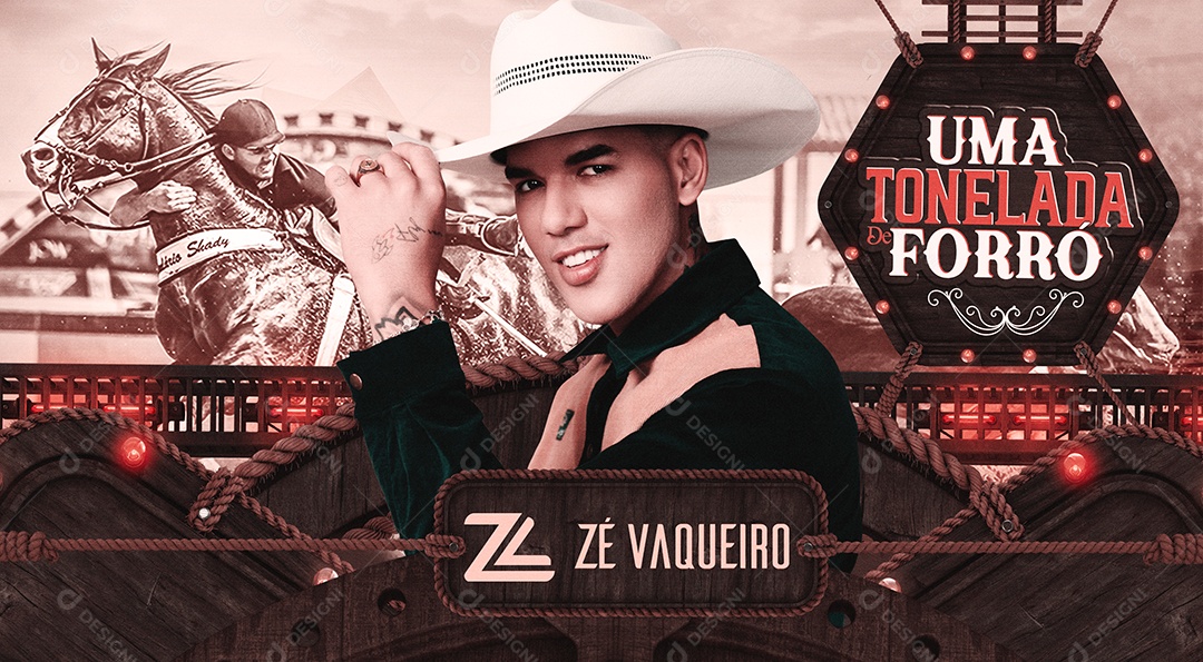 Banner Flyer Uma Tonelada de Forró Zé Vaqueiro Social Media PSD Editável