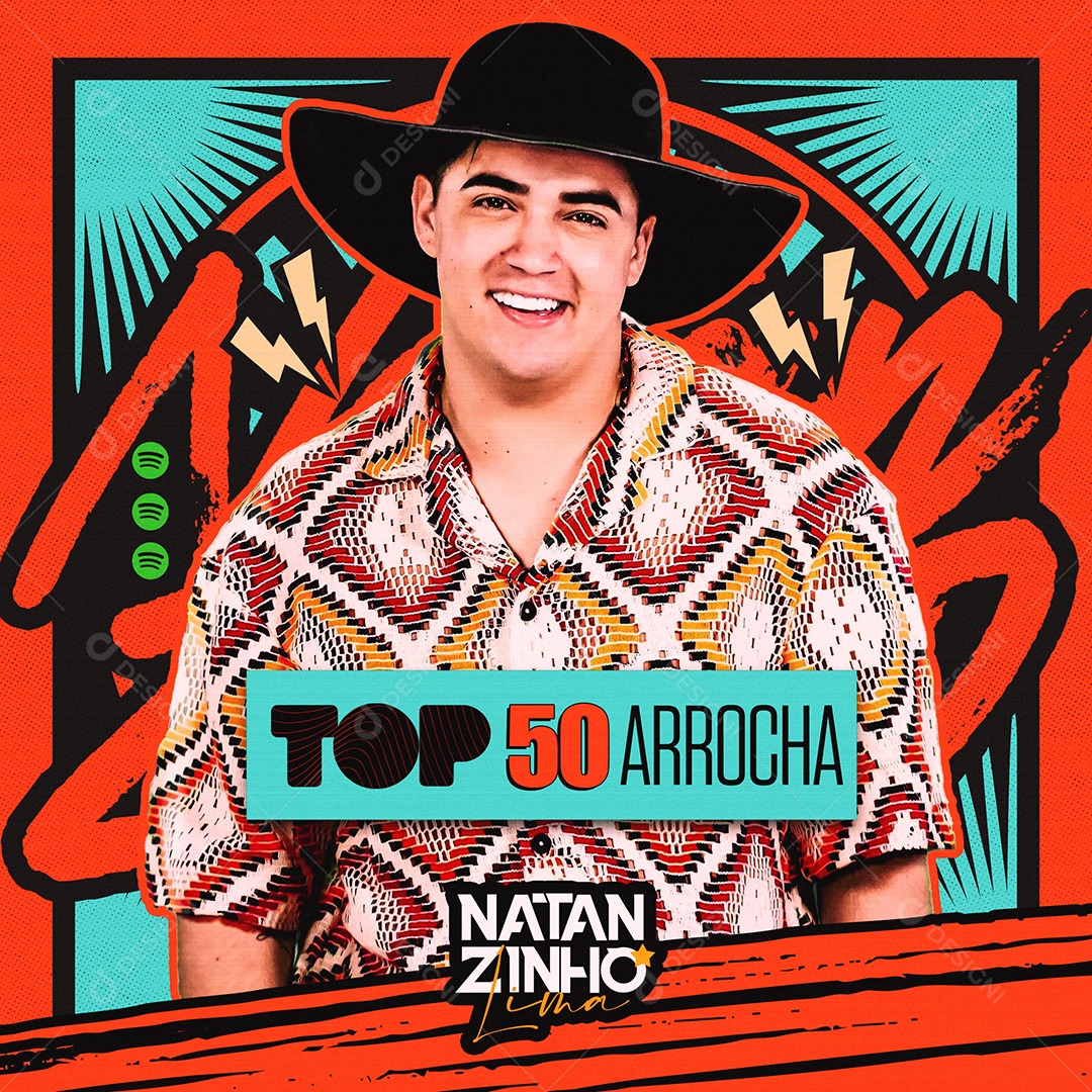 Feed Flyer Top 50 Arrocha Natanzinho Lima Social Media PSD Editável