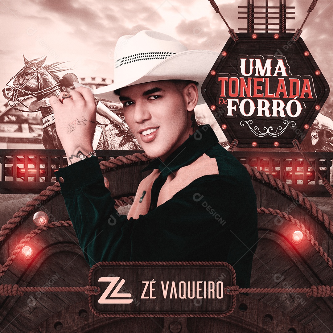 Feed Flyer Uma Tonelada de Forró Zé Vaqueiro Social Media PSD Editável