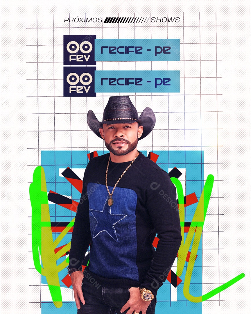 Feed Flyer Póximos Shows Buscapé Recife-PE Social Media PSD Editável