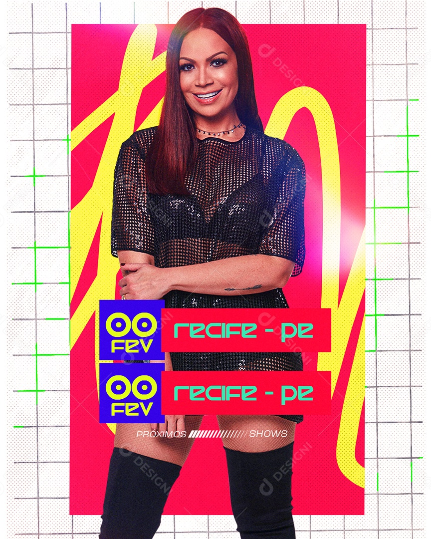 Feed Flyer Próximos Shows Solange Almeida Recife-PE Social Media PSD Editável