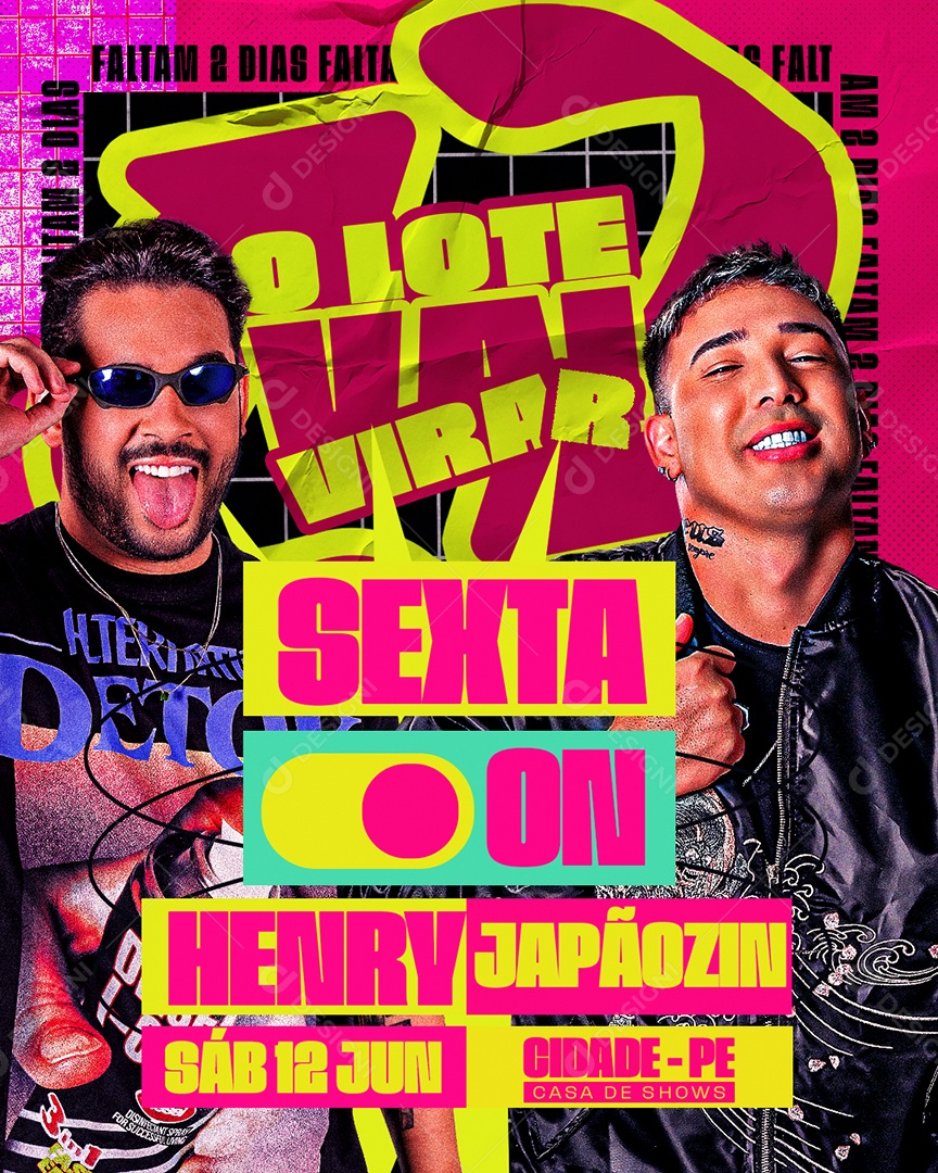 Feed Flyer Sexta On Confirmado Henry Freitas e Japãozin O Lote Vai Virar Social Media PSD Editável
