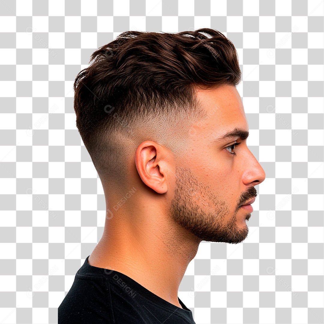 Homem de Lado Corte Low Fade PNG Transparente