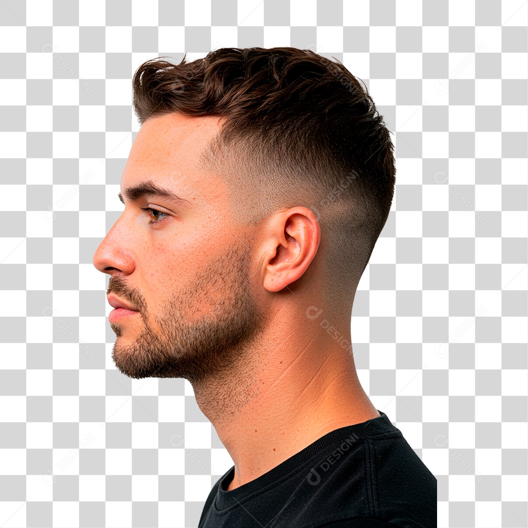 Homem de Lado Corte Low Fade PNG Transparente