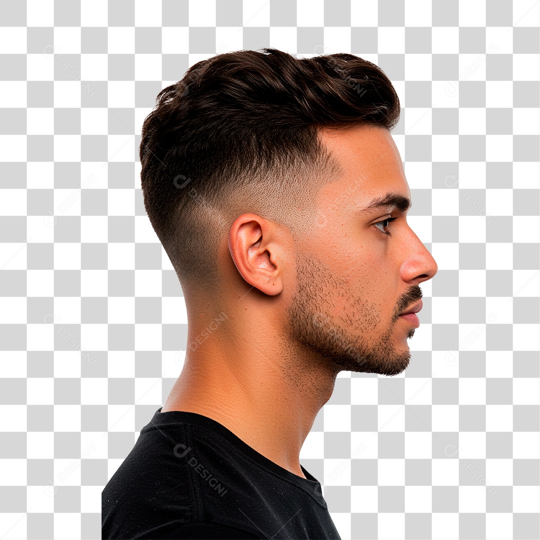 Homem de Lado Corte Low Fade PNG Transparente