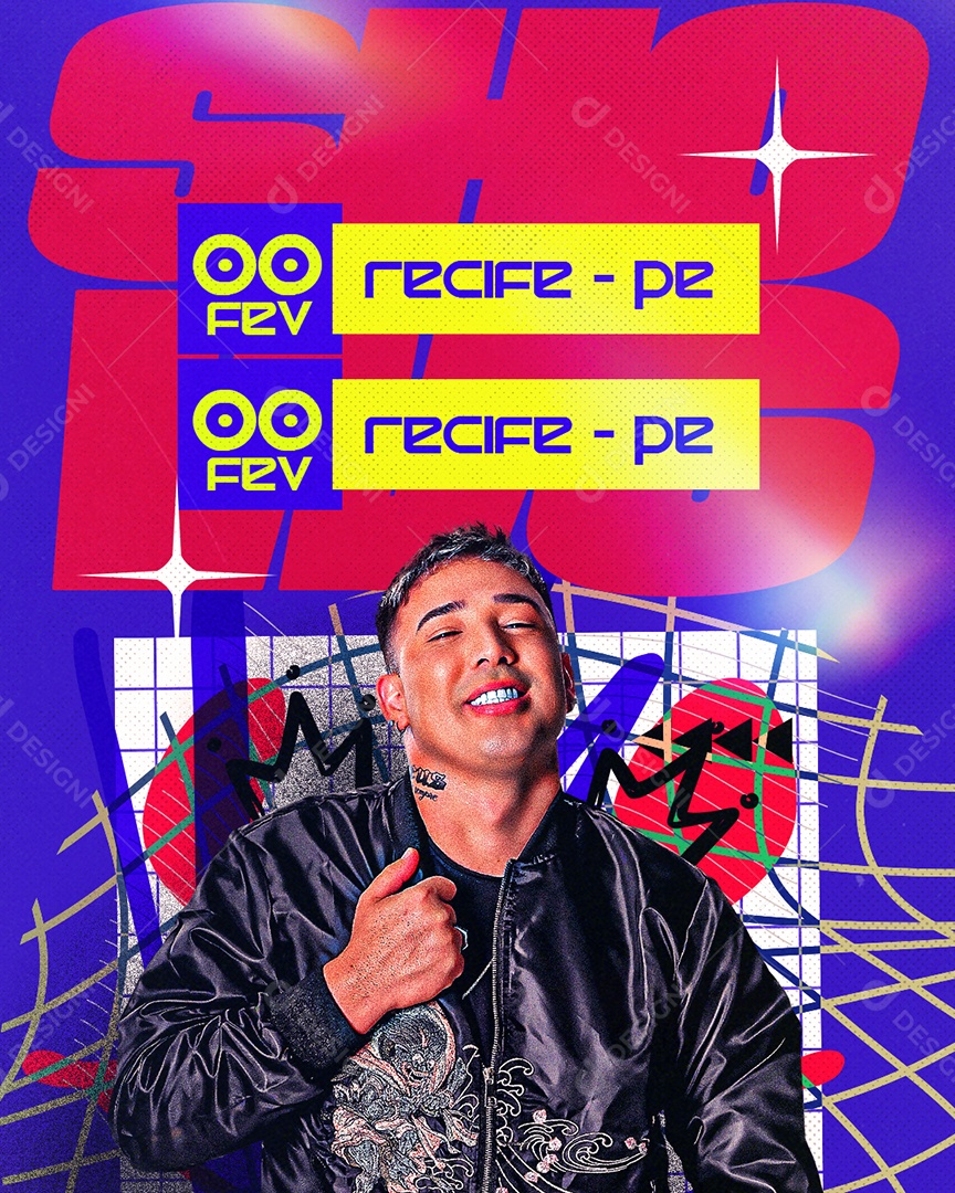 Feed Flyer Shows Recife-PE Japãozin Social Media PSD Editável