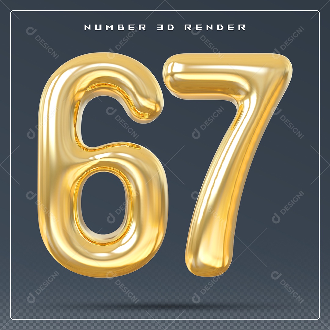 Elemento 3D Número 19 Dourado para Composição PSD