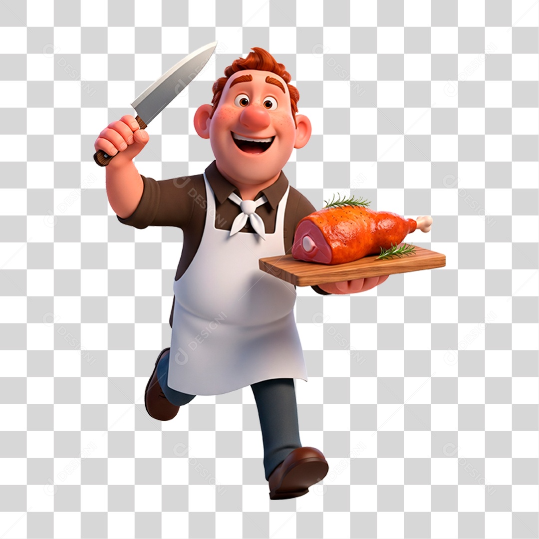 Açougueiro com Frango PNG Transparente