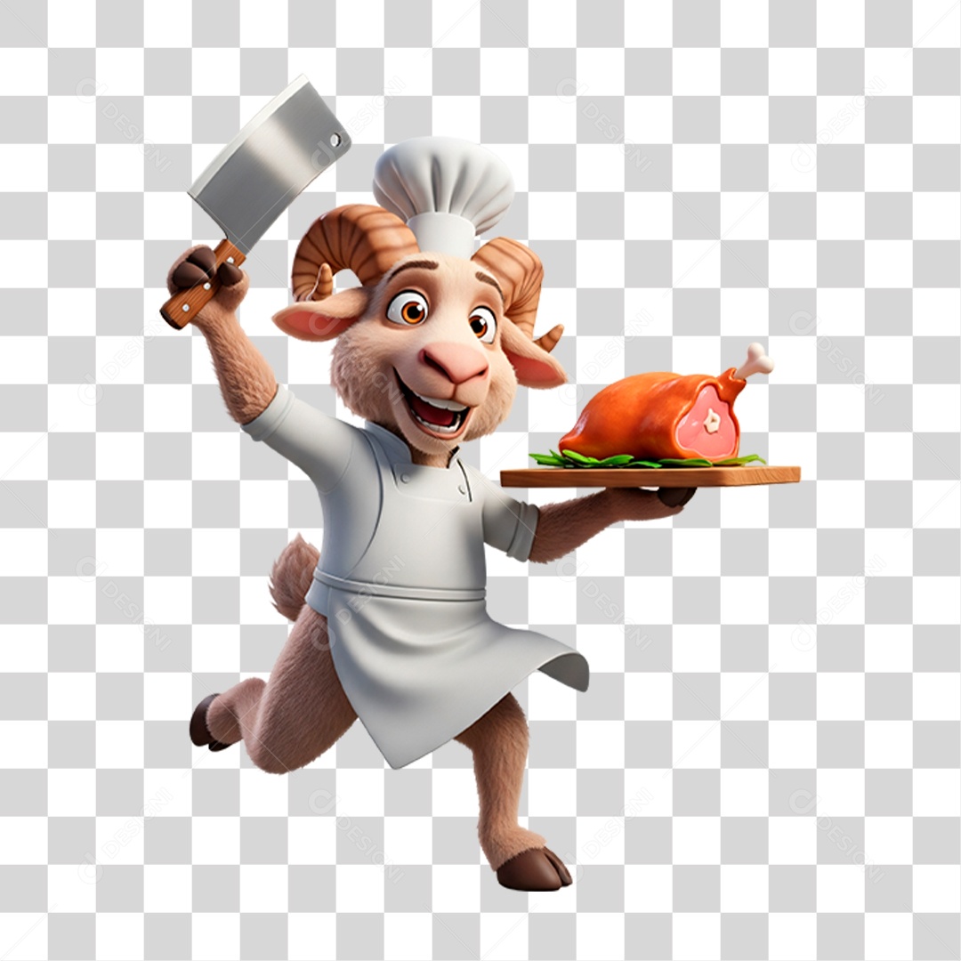 Mascote Bode Açougueiro PNG Transparente