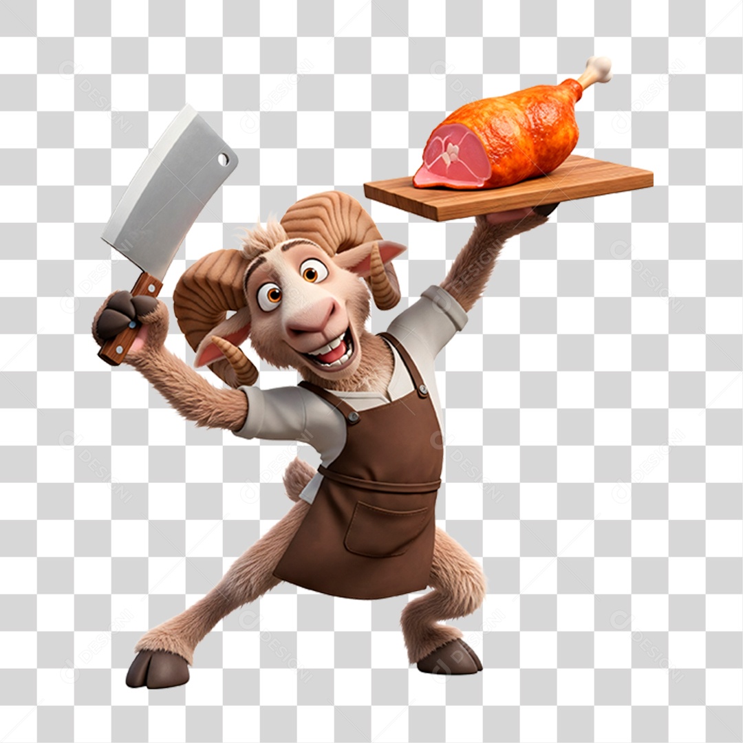 Mascote Bode Açougueiro PNG Transparente