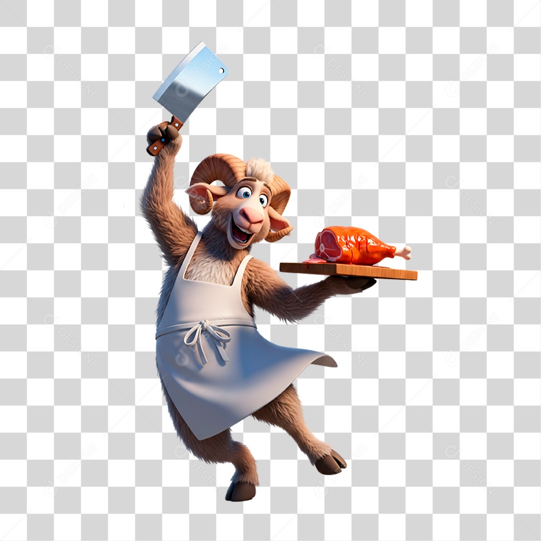 Mascote Bode Açougueiro PNG Transparente