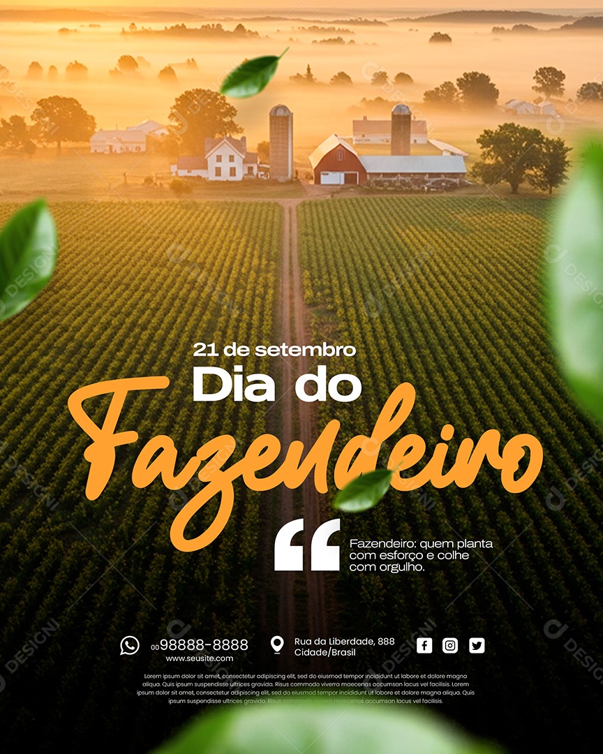 Feliz Dia Do Fazendeiro 21 De Setembro Social Media PSD Editável