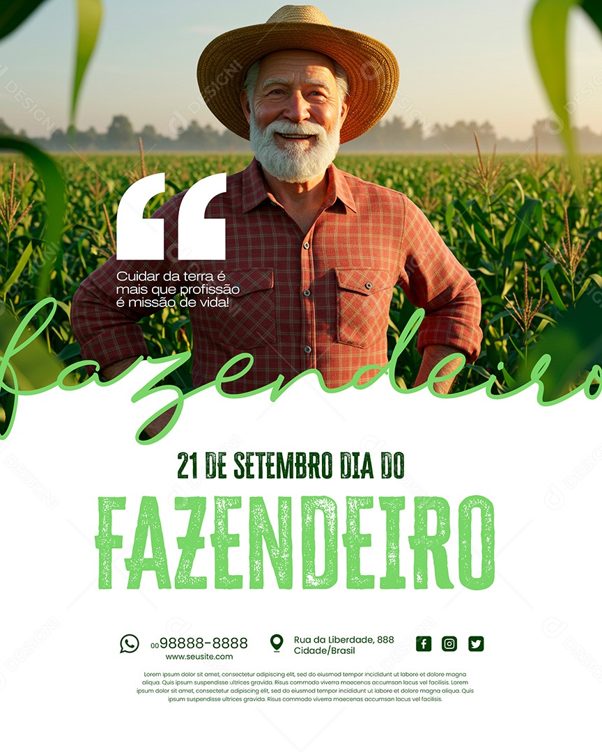 Feliz Dia Do Fazendeiro 21 De Setembro Social Media PSD Editável