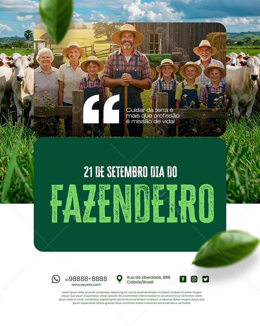 Feliz Dia Do Fazendeiro 21 De Setembro Social Media PSD Editável