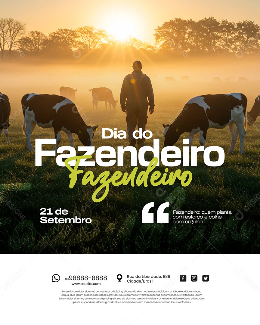 Feliz Dia Do Fazendeiro 21 De Setembro Social Media PSD Editável