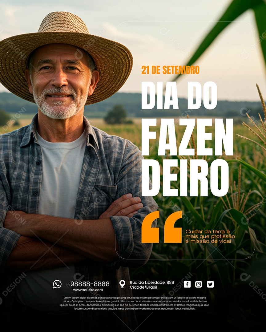Dia Do Fazendeiro 21 De Setembro Social Media PSD Editável