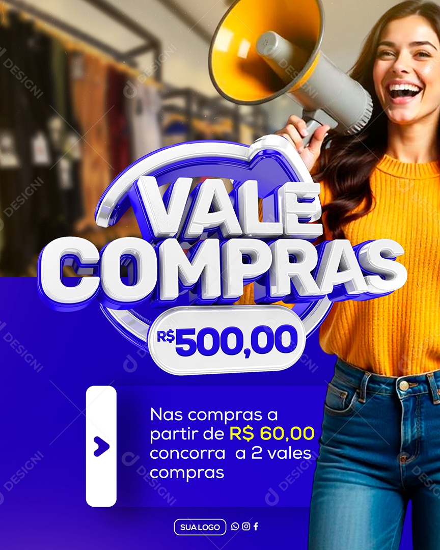 Vale Compras 500 Social Media PSD Editável