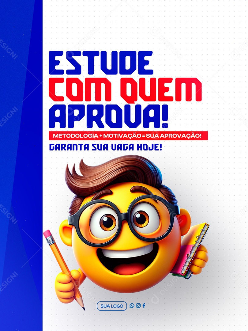 Cursinho Estude com quem Aprova Social Media PSD Editável