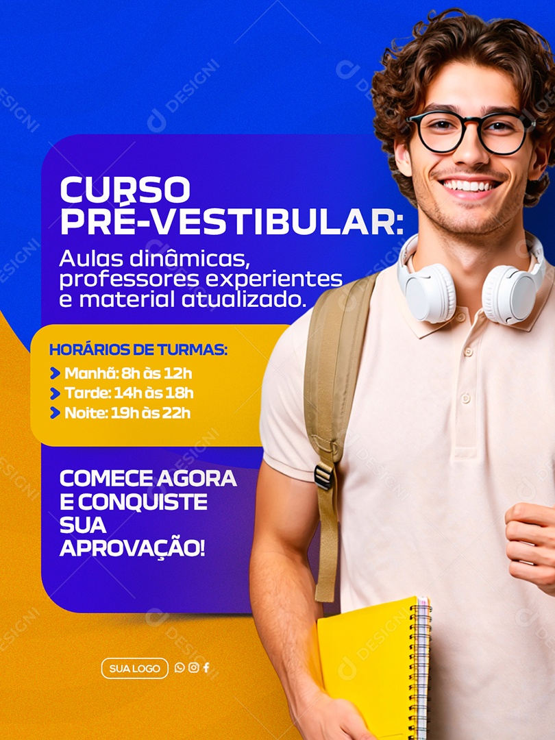 Cursinho Pré Vestibular Social Media PSD Editável