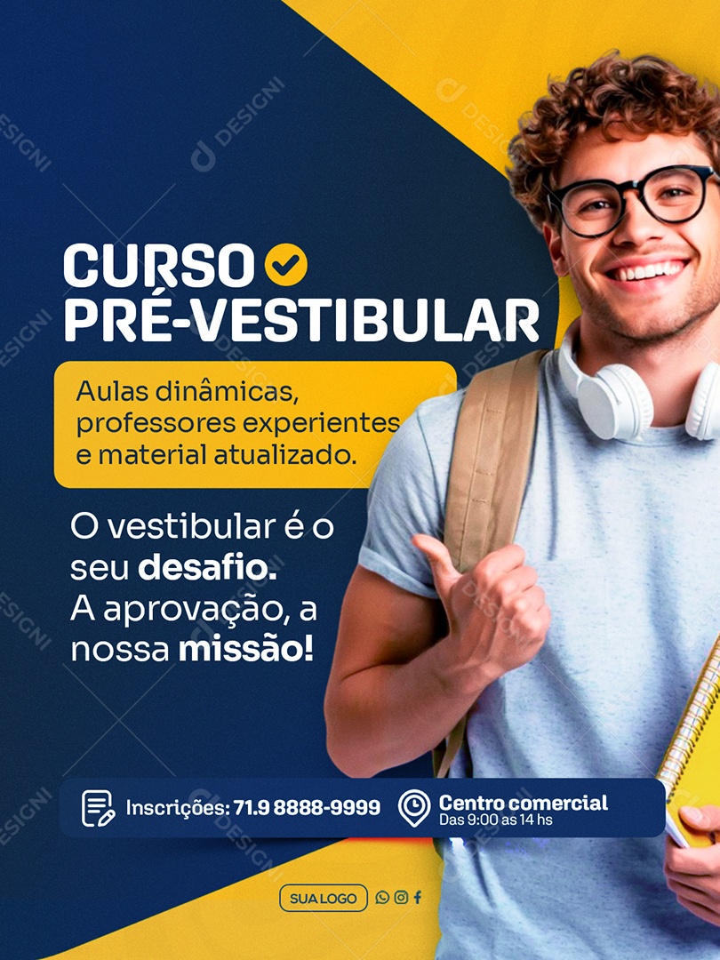 Cursinho Pré Vestibular Social Media PSD Editável