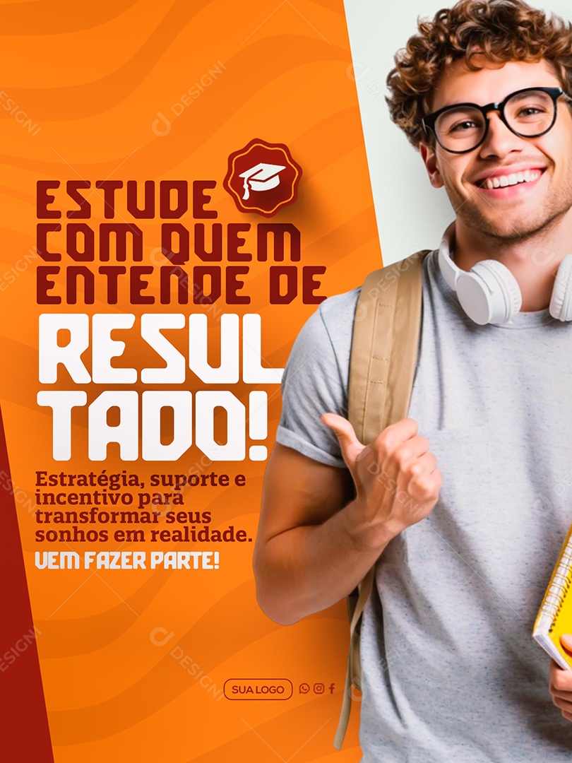 Cursinho Estude com quem Entende Social Media PSD Editável