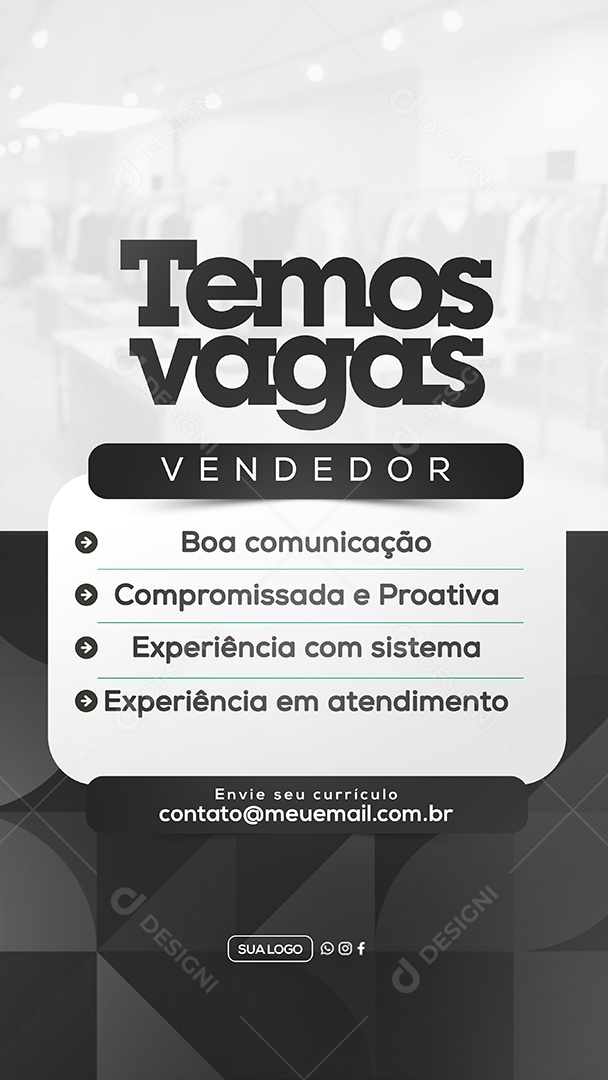 Story Temos Vagas Social Media PSD Editável