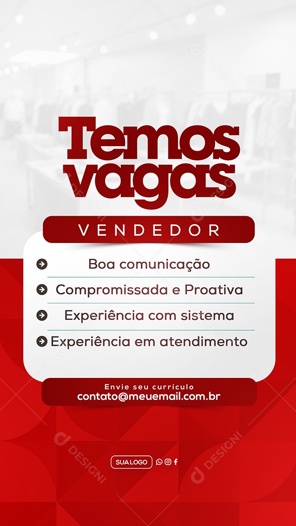 Story Temos Vagas Social Media PSD Editável