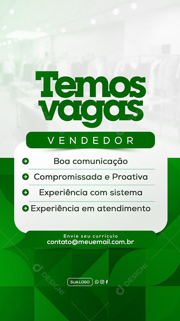 Story Temos Vagas Social Media PSD Editável