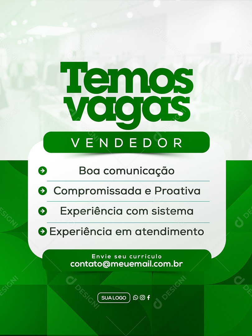 Temos Vagas Social Media PSD Editável