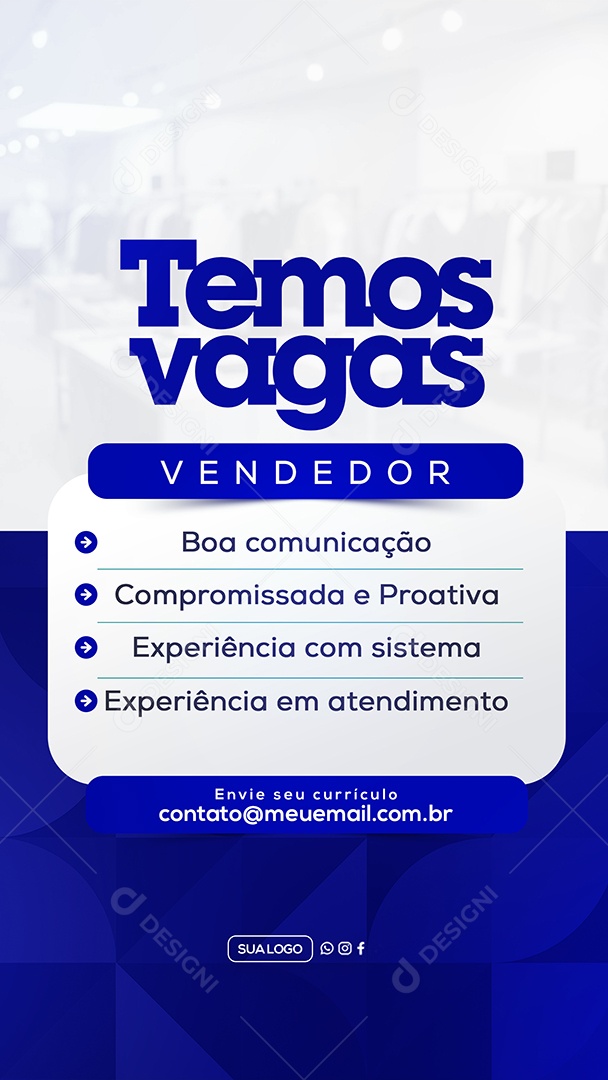 Story Temos Vagas Social Media PSD Editável