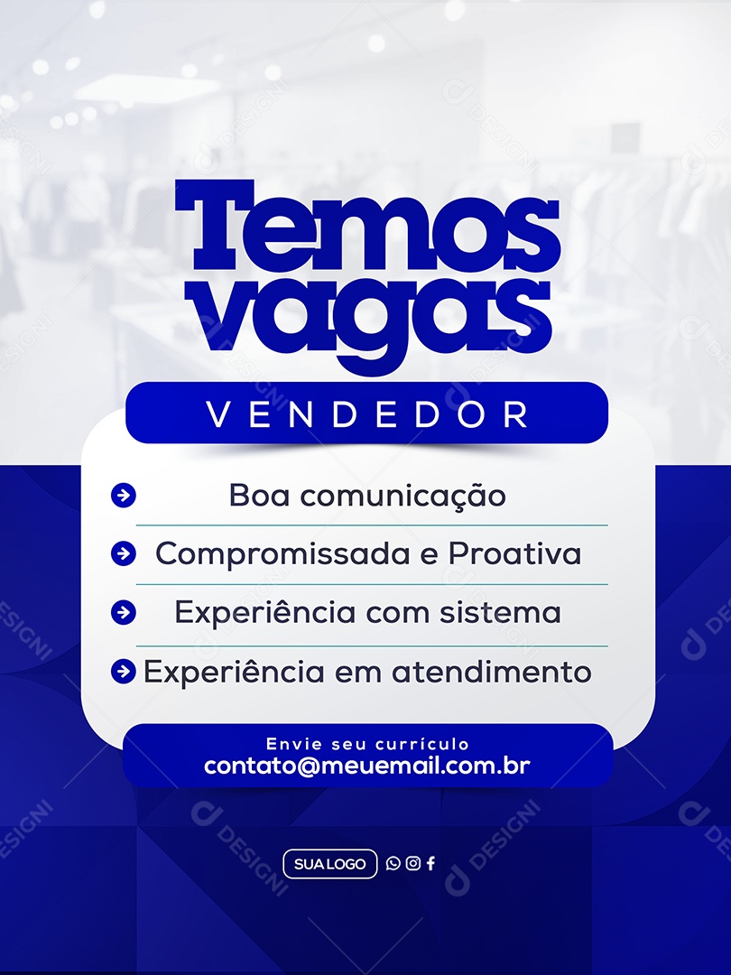 Temos Vagas Social Media PSD Editável