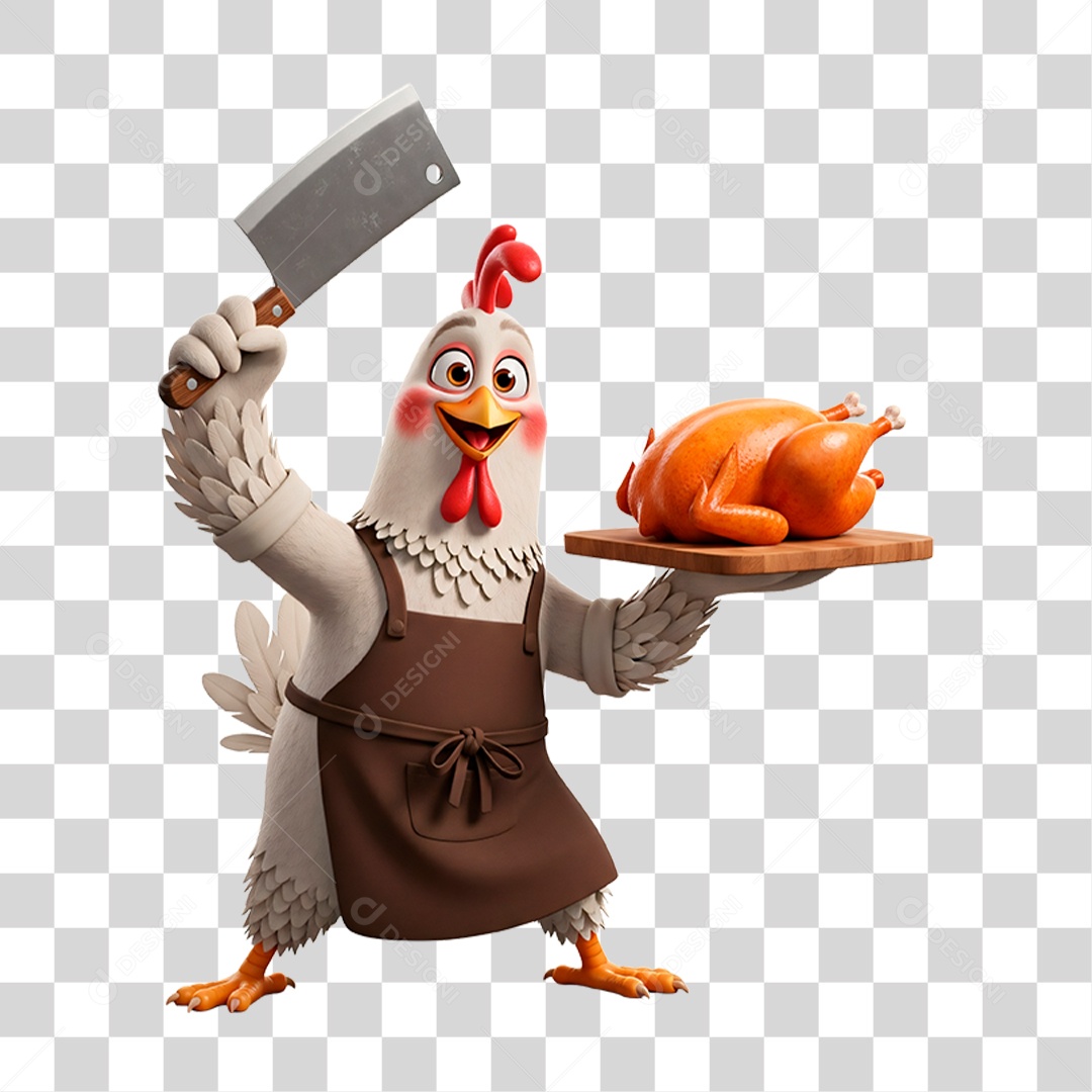 Mascote Frango Açougueiro PNG Transparente