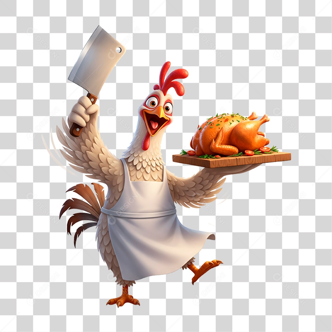 Mascote Frango Açougueiro PNG Transparente