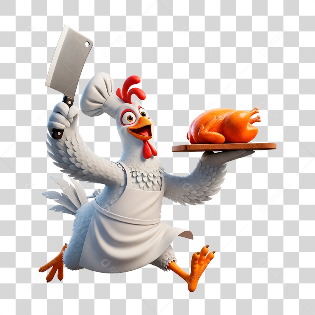 Mascote Frango Açougueiro PNG Transparente