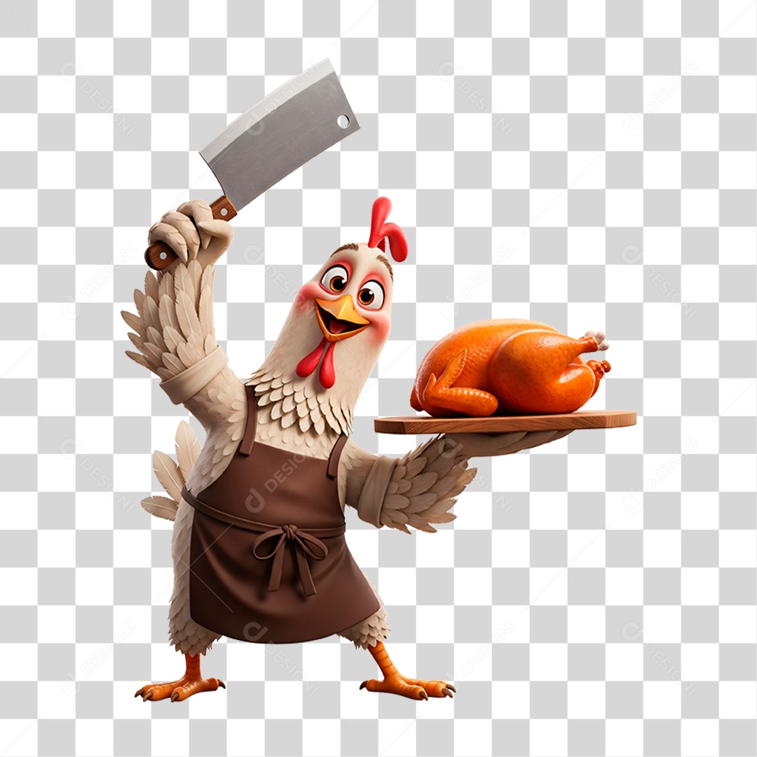 Mascote Frango Açougueiro PNG Transparente