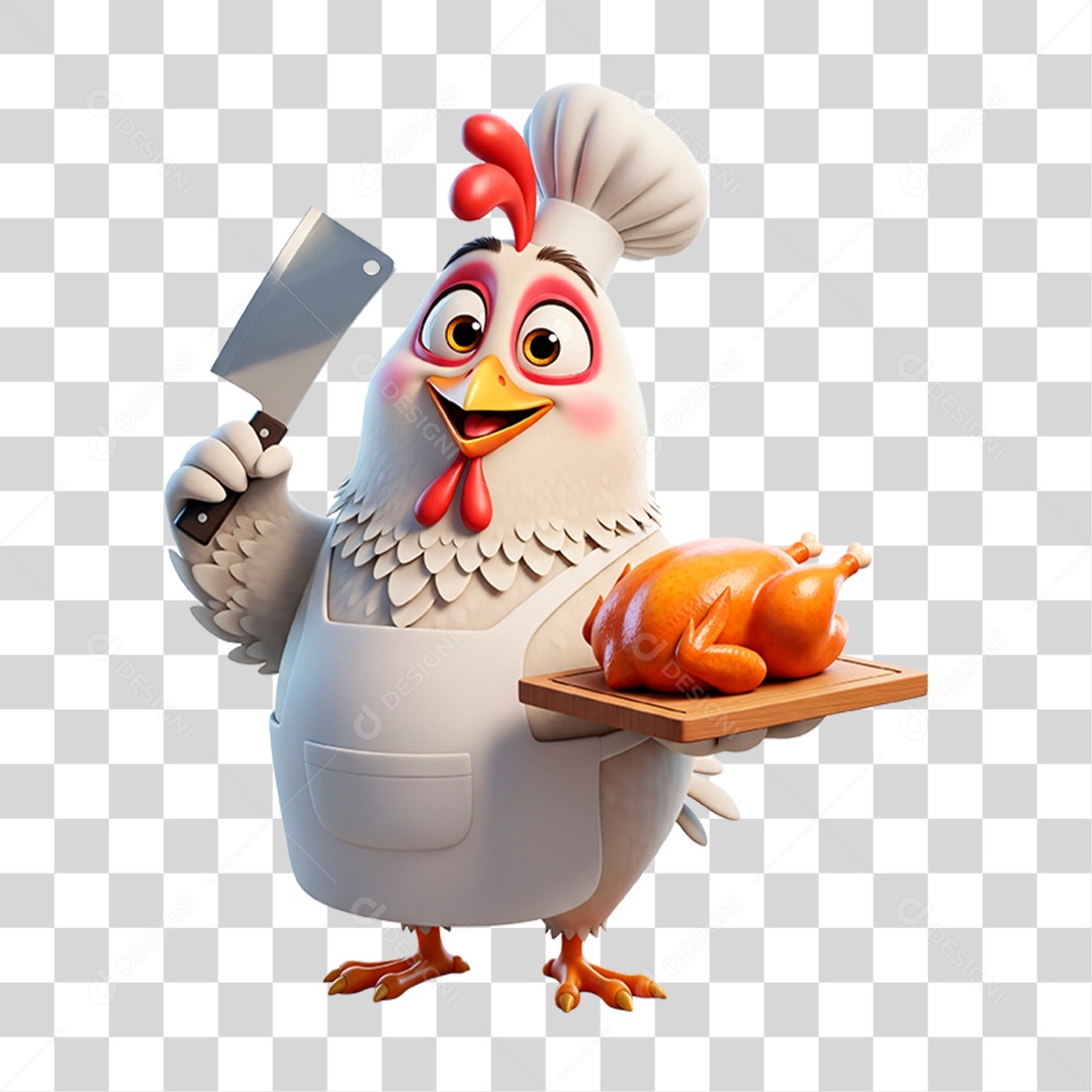 Mascote Frango Açougueiro PNG Transparente