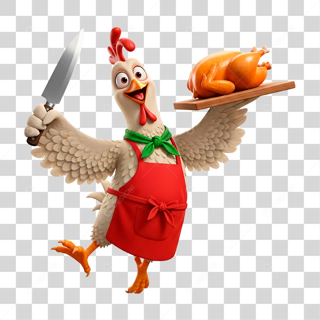 Mascote Frango Açougueiro PNG Transparente