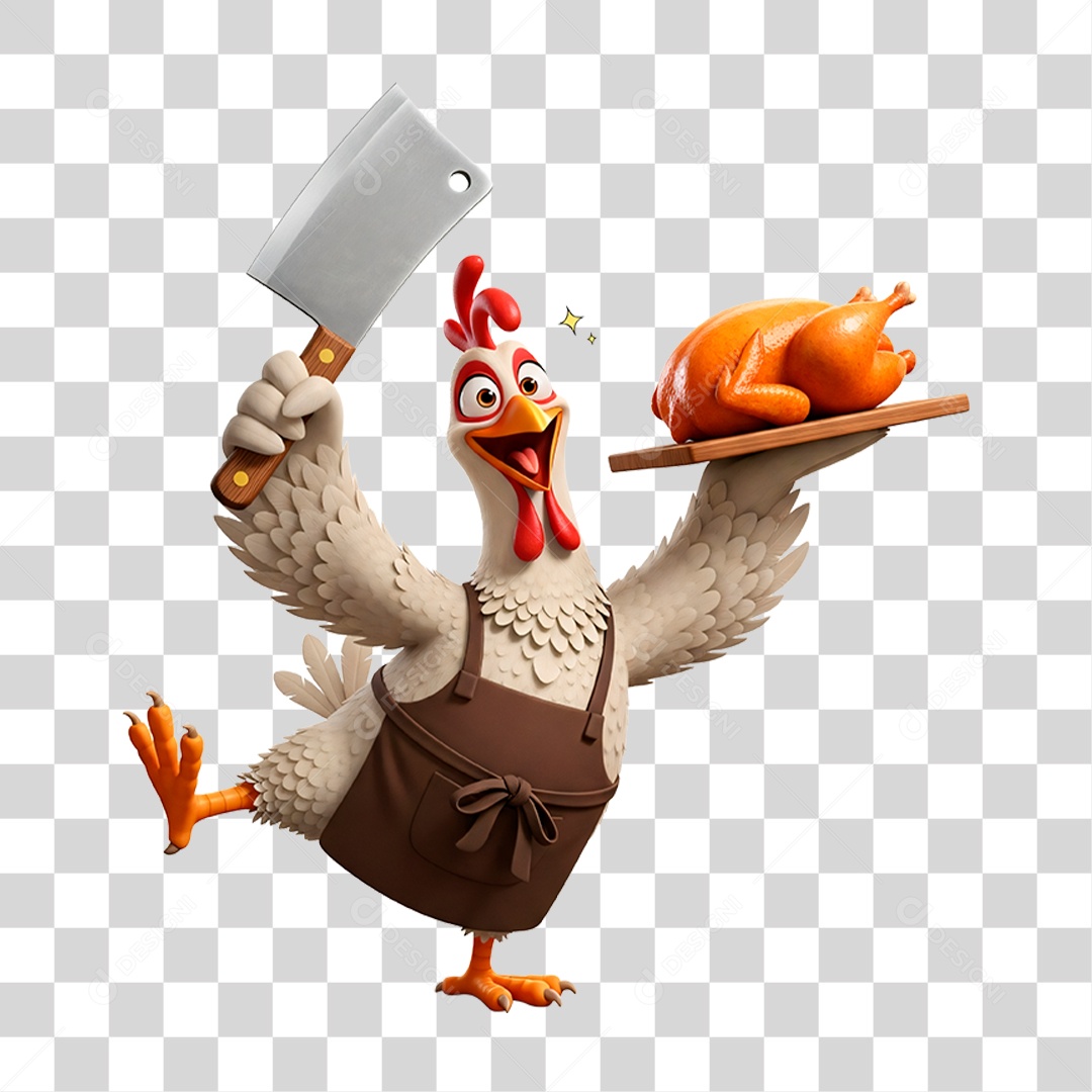 Mascote Frango Açougueiro PNG Transparente